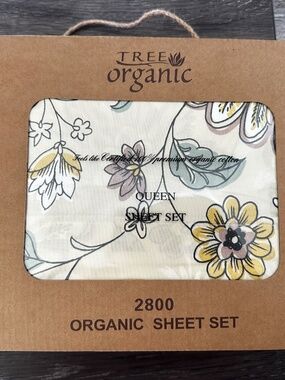 Tree Organic 2800 Thread Count Queen Sheet Set 4 pc Floral Organic Cotton